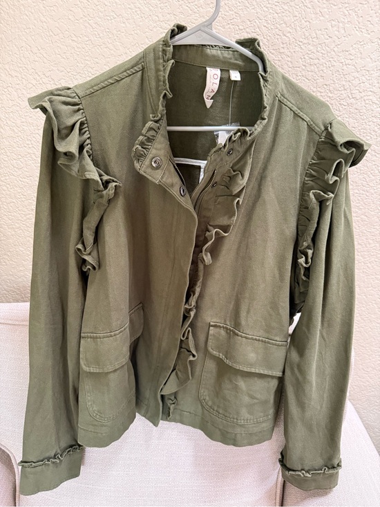 Anthropologie Jackets & Blazers - Dolan Ruffle Trim Utility Jacket - Olive Green NWT